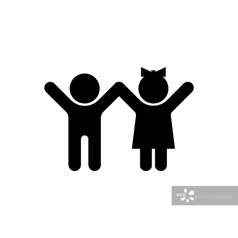 牵着手的男孩和女孩图标图片素材