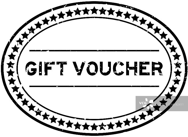 黑色Grunge风格礼品券椭圆形印章图片素材