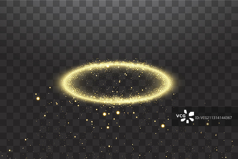 黑色背景上的金色光环天使光圈图片素材