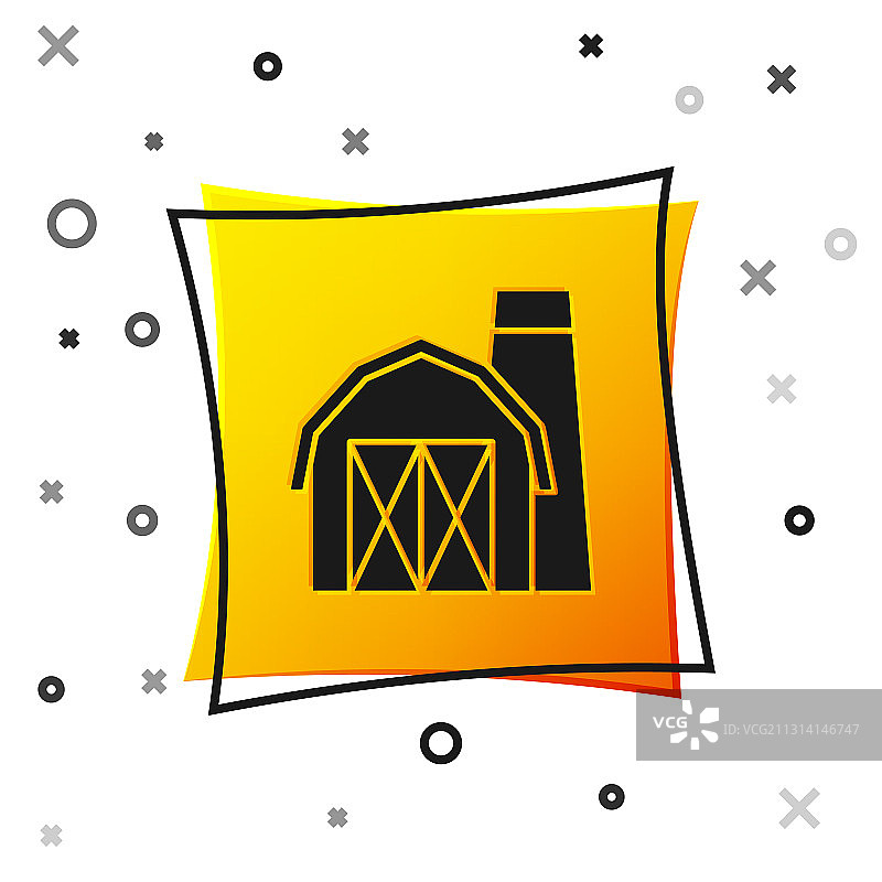 黑色农舍图标，白色背景图片素材