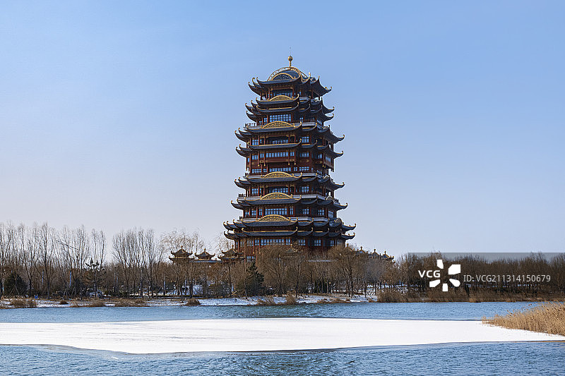 雪后黄河楼图片素材
