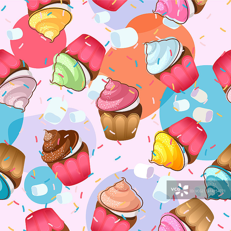纸杯蛋糕无缝图案甜点图片素材
