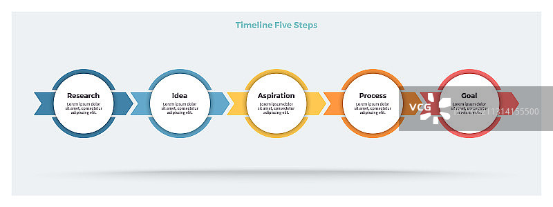 具有5个步骤的商业信息图表时间轴图片素材