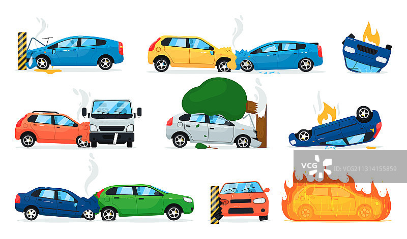 卡通车祸图标合集图片素材