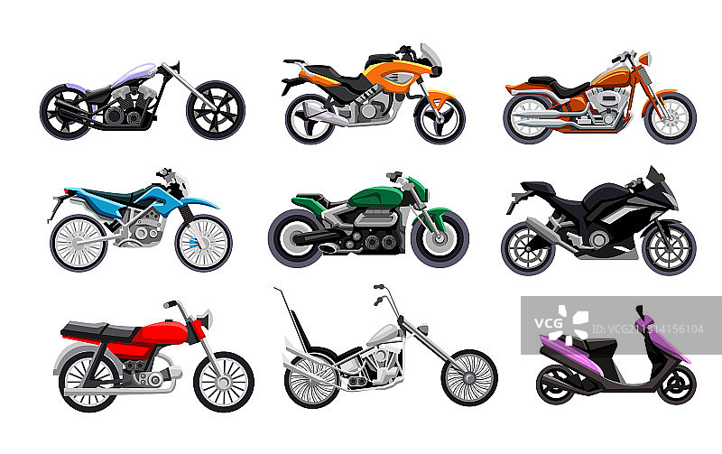 摩托车图标合集（含摩托车、踏板车）图片素材