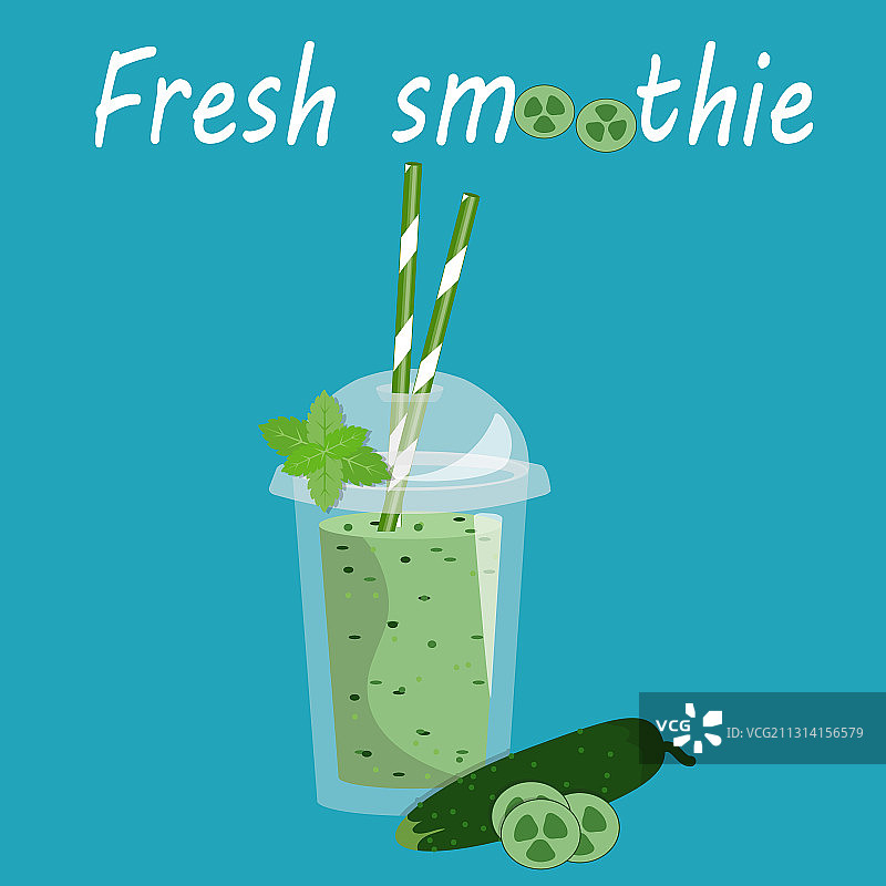 透明塑料杯中的卡通冰沙图片素材