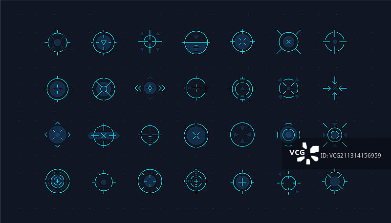 抬头显示狙击瞄准霓虹灯射击游戏十字线图片素材