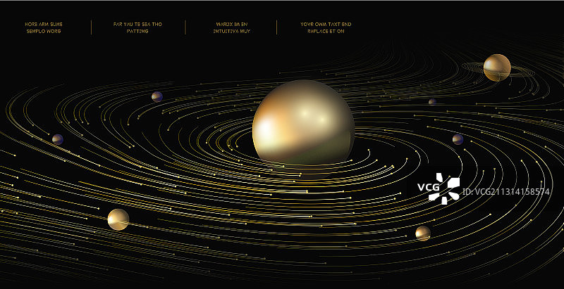 矢量黑金抽象宇宙粒子星球创意海报图片素材