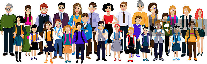 学生与家长和老师的合影图片素材