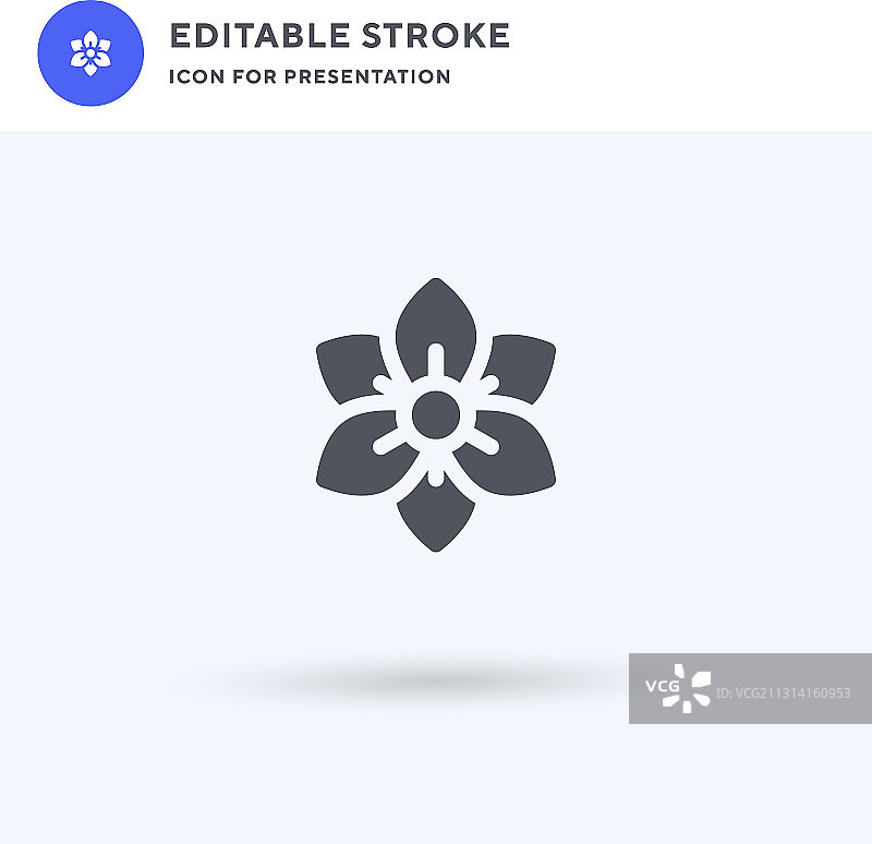 填充扁平风格的实心花朵图标图片素材