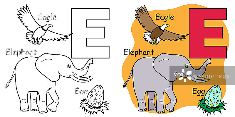 英文字母涂色书E图片素材
