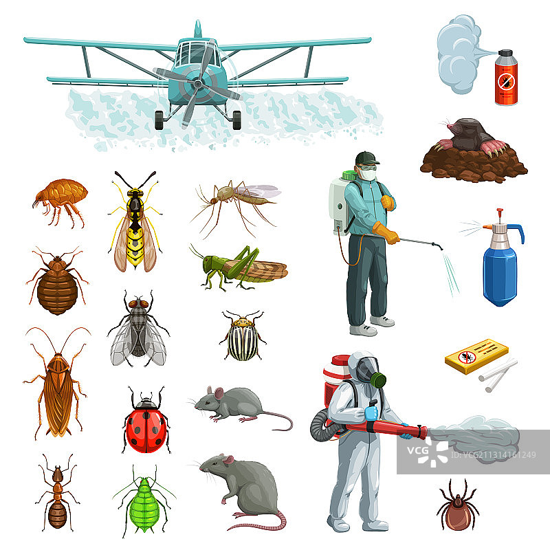 害虫防治卡通图案图片素材
