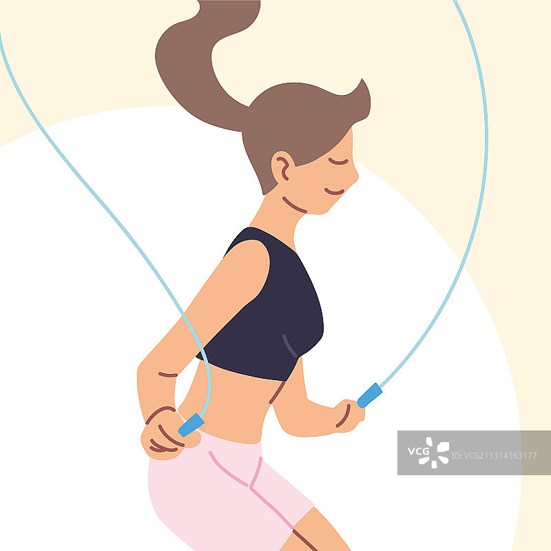 女人在户外跳绳图片素材