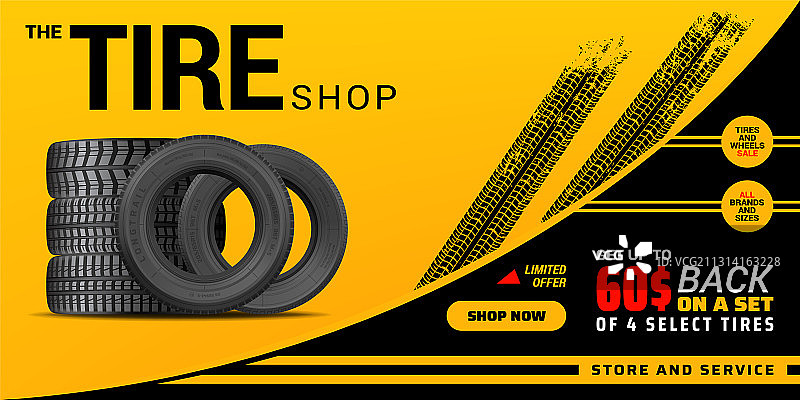 轮胎商店汽车服务和车轮轮胎店图片素材