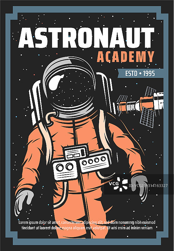 宇航员空间站复古海报天文学图片素材