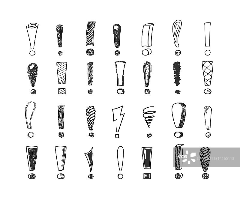 手绘感叹号草图集：闪电图片素材