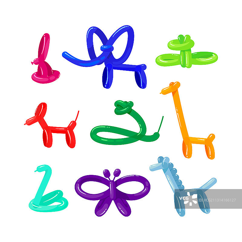 气球动物：兔子、大象和青蛙图片素材