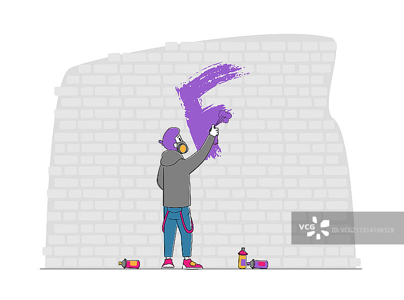 戴防毒面具的街头艺术家少年绘画图片素材