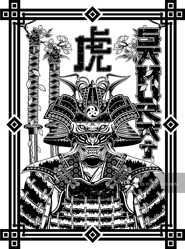 武士虎樱花0002图片素材