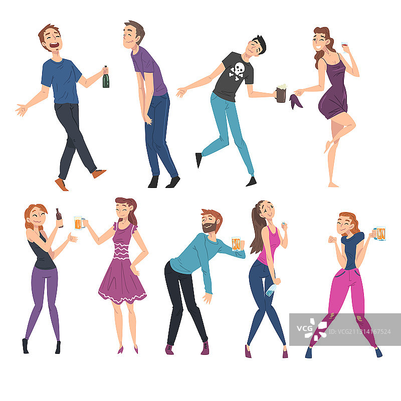 醉酒的人，饮用酒精饮料的男女图片素材