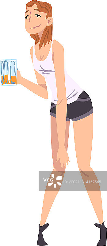 手里拿着啤酒杯的年轻醉酒女子图片素材