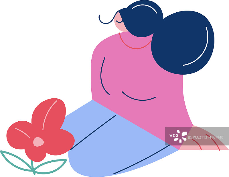 年轻女人坐着放松图片素材