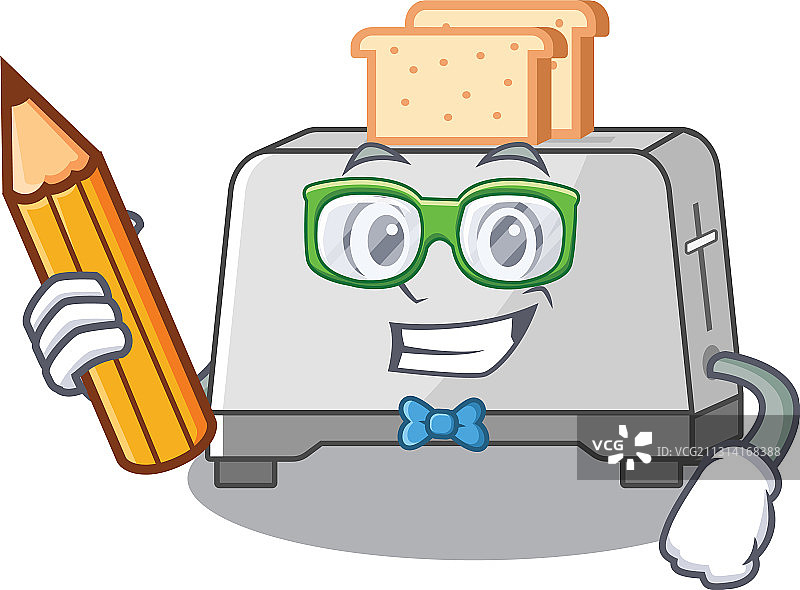 拿着面包机的聪明学生角色图片素材