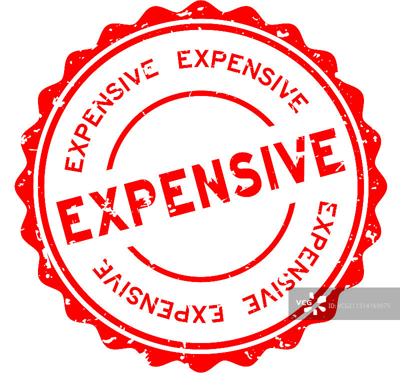 红色昂贵词圆形橡胶印章图片素材