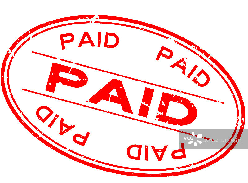 红色已付费字样椭圆形橡胶印章图片素材