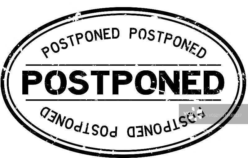 黑色延期字样椭圆形橡胶印章图片素材