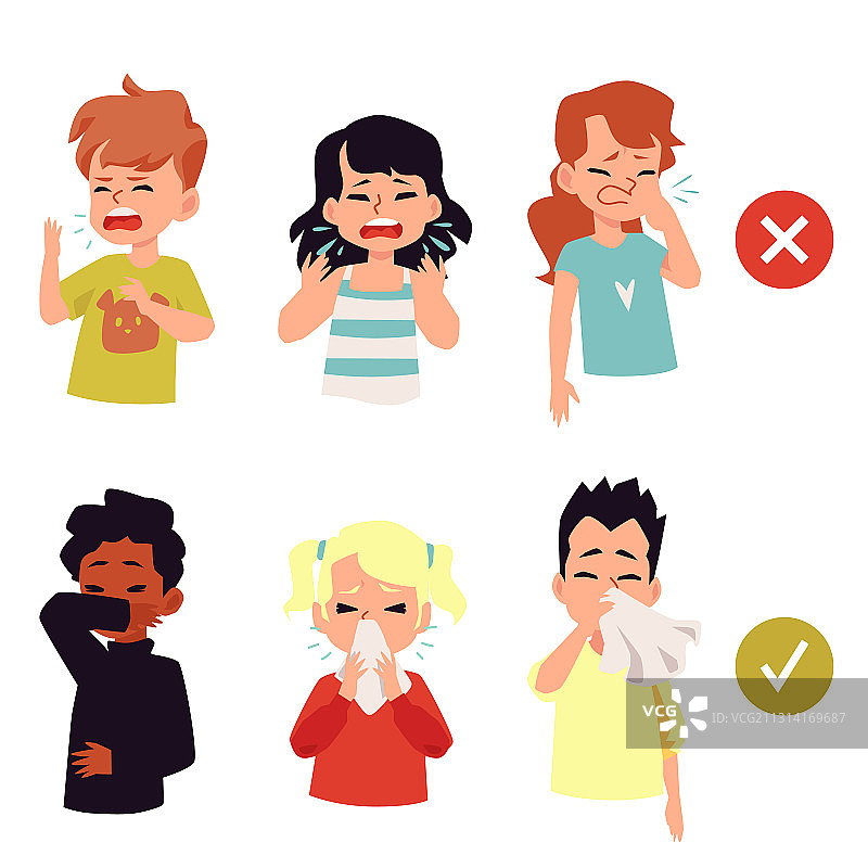 咳嗽和打喷嚏的生病儿童图片素材