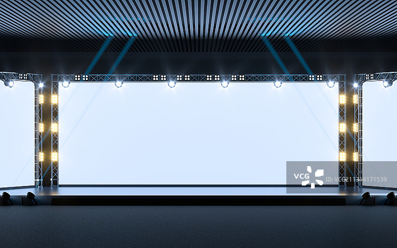 灯光照耀的发布会与广告牌 3D渲染图片素材