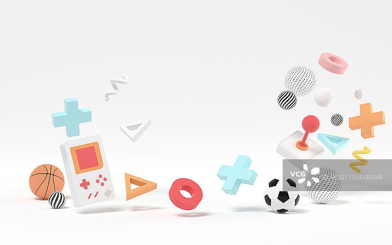 丰富多彩的休闲娱乐玩具 3D渲染图片素材