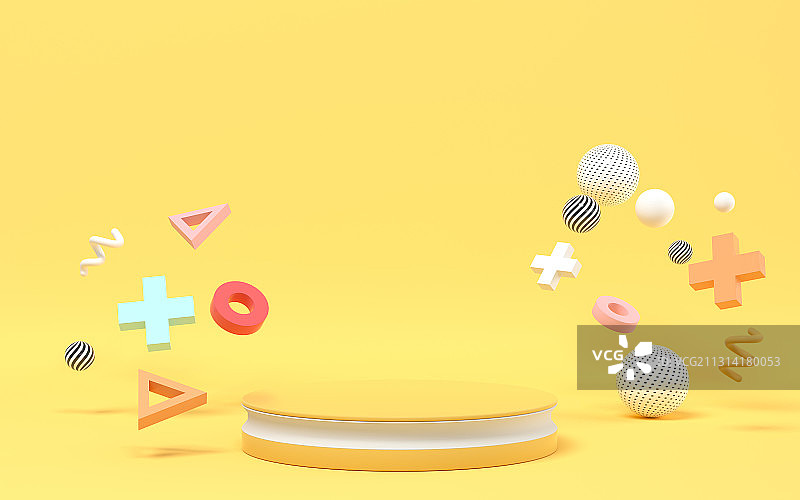 丰富多彩的休闲娱乐玩具与展示台 3D渲染图片素材