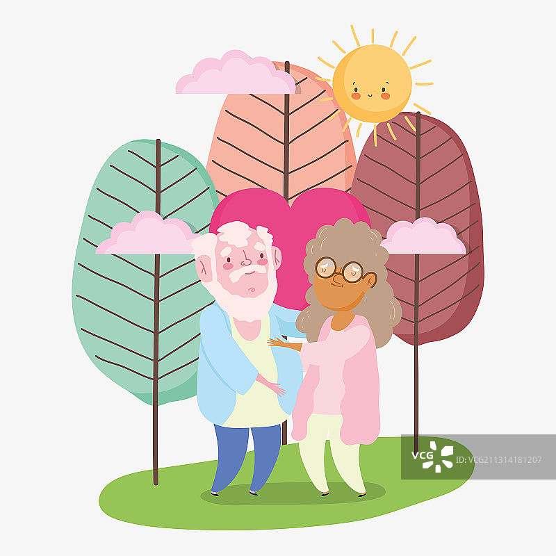 祖父母节快乐，爷爷和奶奶图片素材