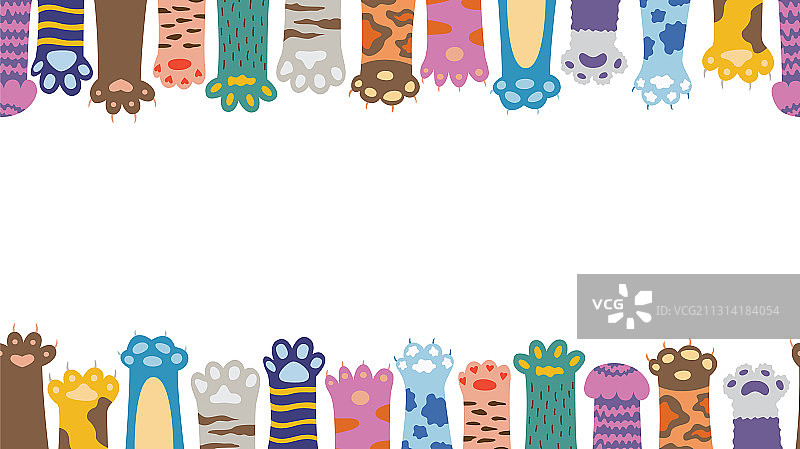 猫爪扁平风格banner边框图片素材