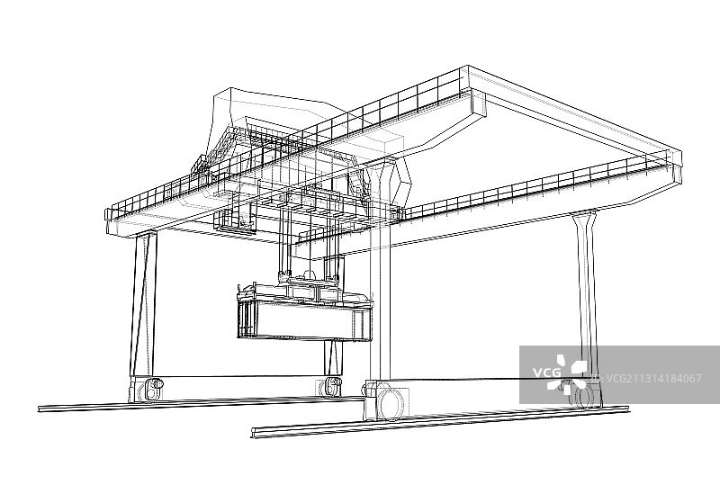 轨道式龙门集装箱起重机轮廓图片素材