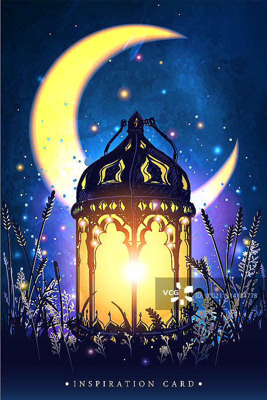 深色背景灯笼贺卡封面图片素材