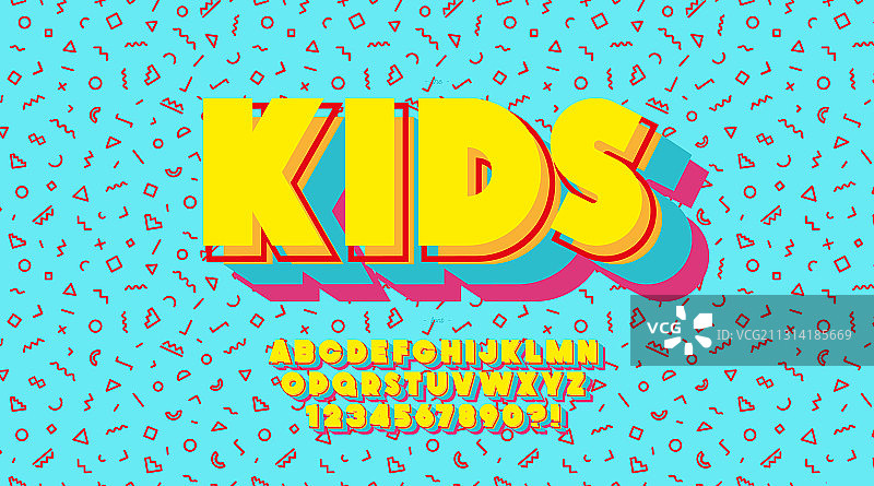 3D儿童粗体彩色字体图片素材