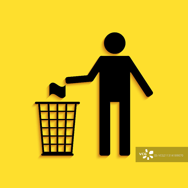 黑人将垃圾扔进垃圾箱的图标图片素材