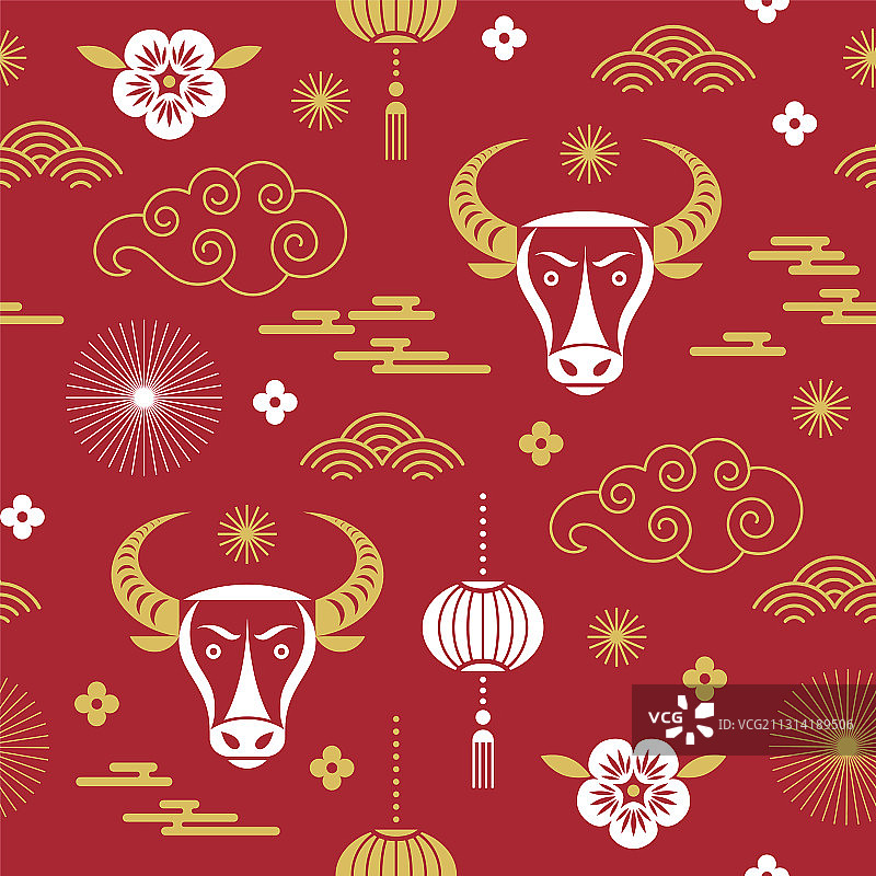 中国新年快乐无缝图案图片素材