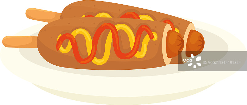 白色背景上的快餐玉米热狗图片素材