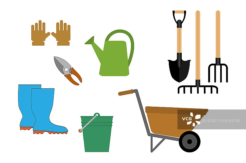 白色背景下的园艺设备图标图片素材