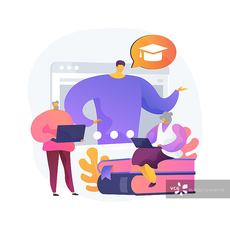 老年人在线学习概念图片素材