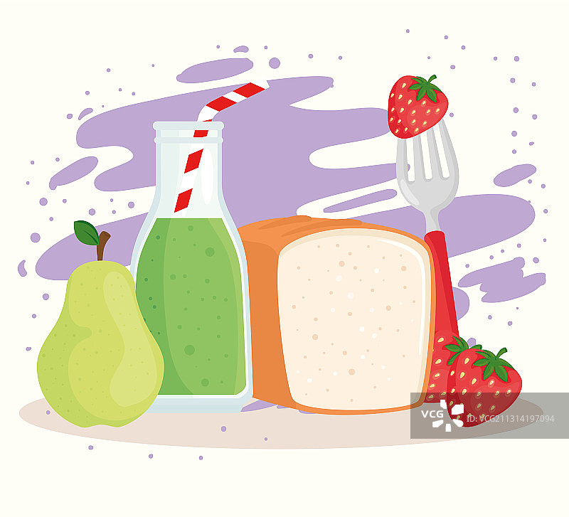 健康食品水果面包果汁图片素材