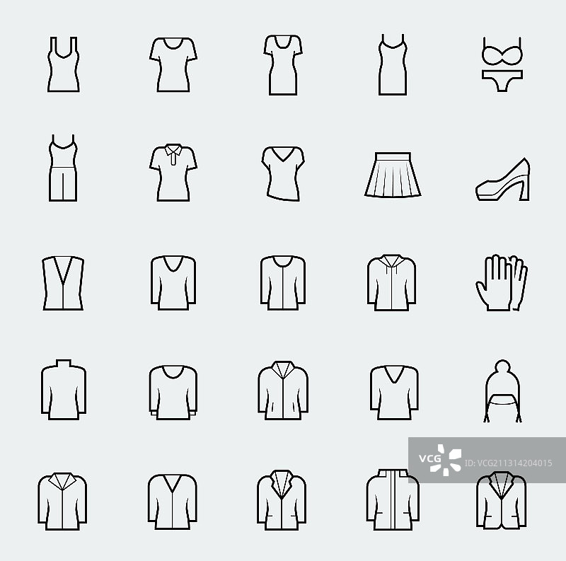 女士服装线性图标图片素材