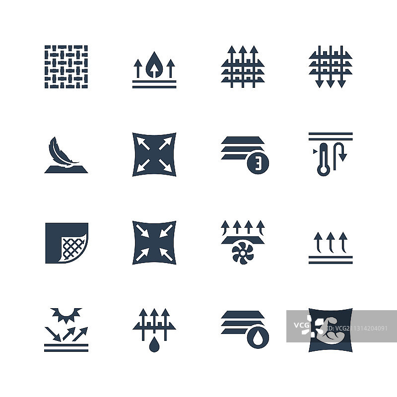 面料技术与性能图标集图片素材