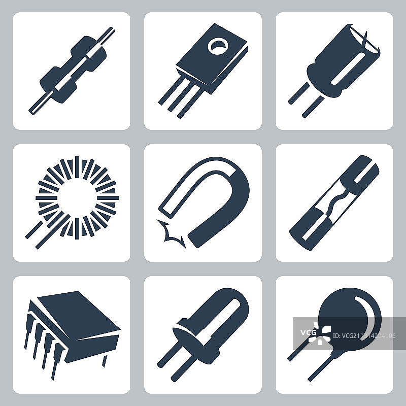 电阻电子元件图标集图片素材