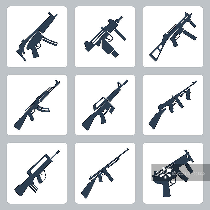 机枪和突击步枪图标集图片素材