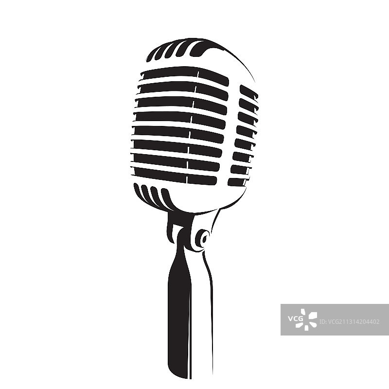 复古麦克风光影剪影白色背景图片素材